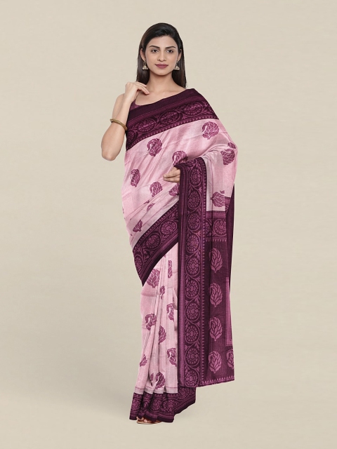 

Pothys Paisley Print Pure Cotton Saree With Unstitched Blouse, Lavender
