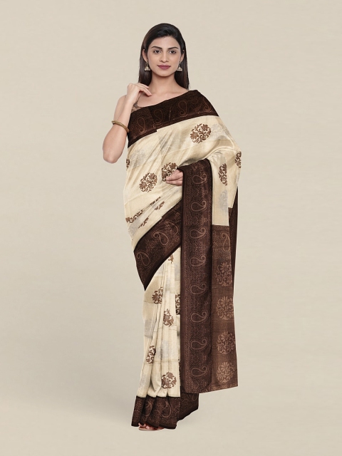

Pothys Ethnic Motifs Pure Cotton Saree With Unstitched Blouse, Cream