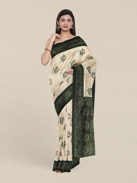 

Pothys Floral Printed Pure Cotton Saree, Cream