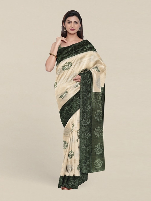 

Pothys Floral Pure Cotton Saree, Cream