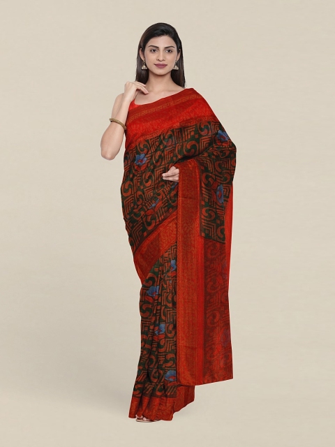 

Pothys Green & Blue Cotton Blend Zari Saree