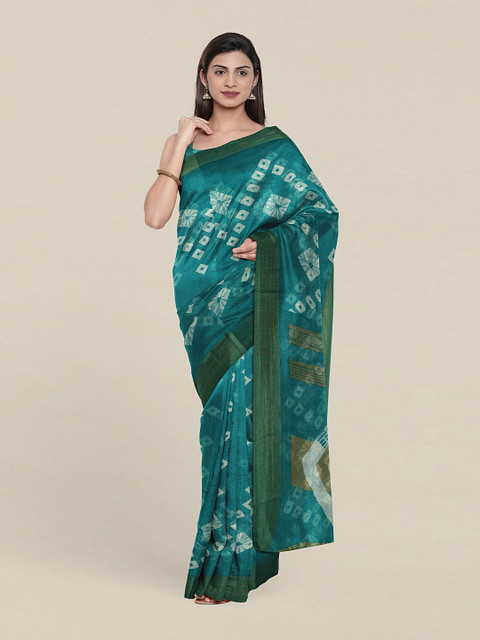 

Pothys Blue & White Tie and Dye Zari Saree
