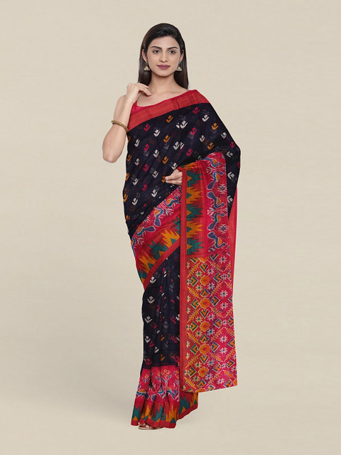 

Pothys Ethnic Motifs Printed Cotton Blend Saree With Blouse Piece, Black
