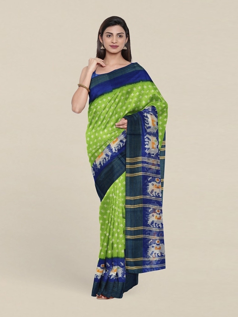 

Pothys Woven Design Printed Cotton Blend Saree With Blouse Piece, Green