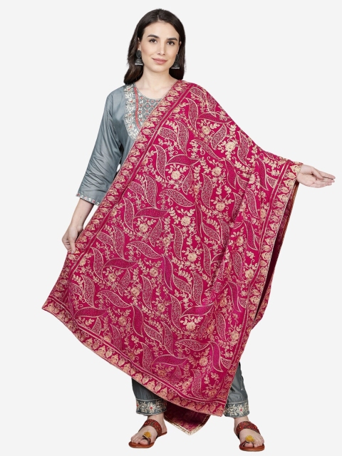 

Moda Chales Embroidered Velvet Dupatta with Gotta Patti, Magenta