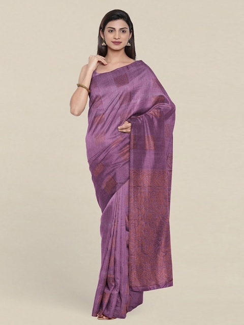 

Pothys Mauve & Copper-Toned Woven Design Zari Pure Silk Saree