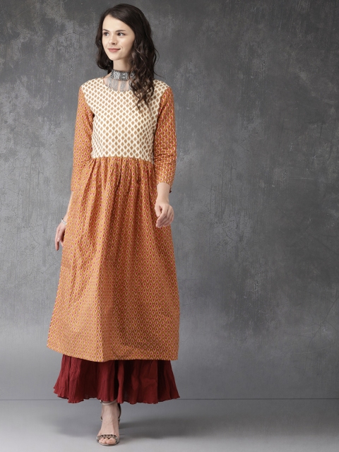 

Anouk Women Brown & Beige Printed A-Line Kurta