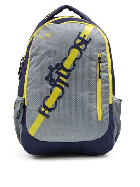 

Skybags Unisex Grey & Navy Blue FOOTLOOSE BLITZ PLUS Graphic Print Backpack