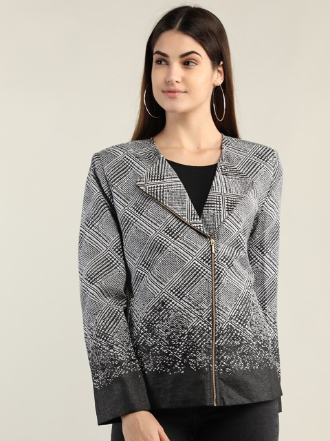 

HANG N HOLD Women Printed Pea Coat, Grey