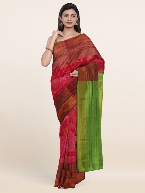 

Pothys Pink & Green Woven Design Zari Pure Silk Saree