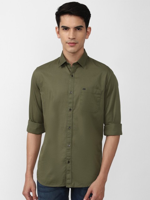 

Peter England Casuals Men Slim Fit Pure Cotton Casual Shirt, Olive