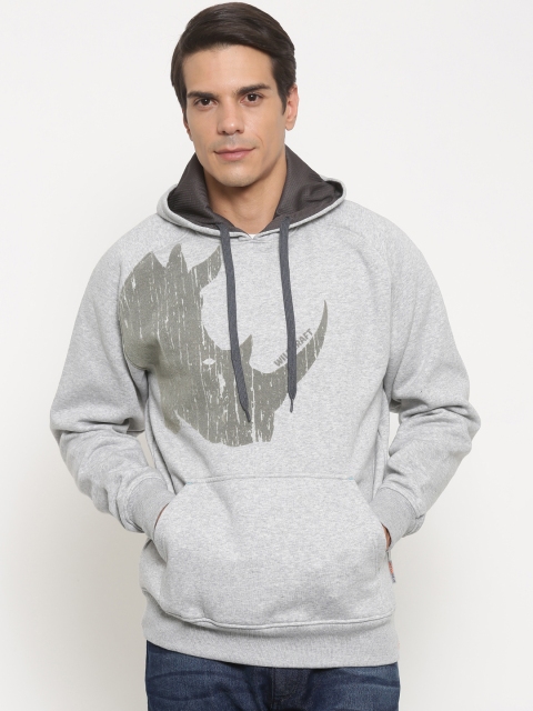 

Wildcraft Men Grey Melange Printed Hooded Sweatshirt Rhino 2