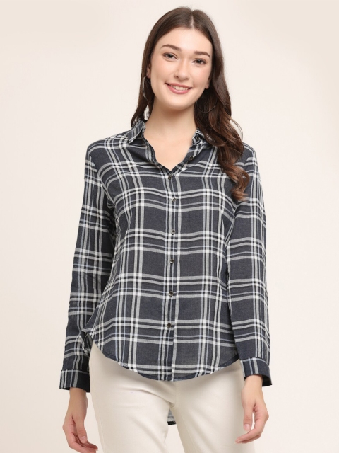 

KURTSY Women Rayon Relaxed Tartan Checks Checked Casual Shirt, Grey