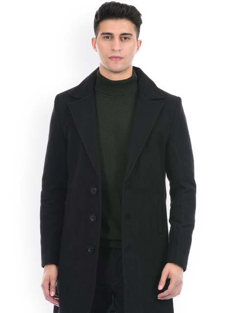 

LONDON FOG Men Solid Longline Trench Coats, Black