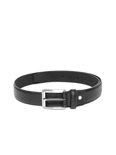 

Woods Men Black Leather Textured Belt