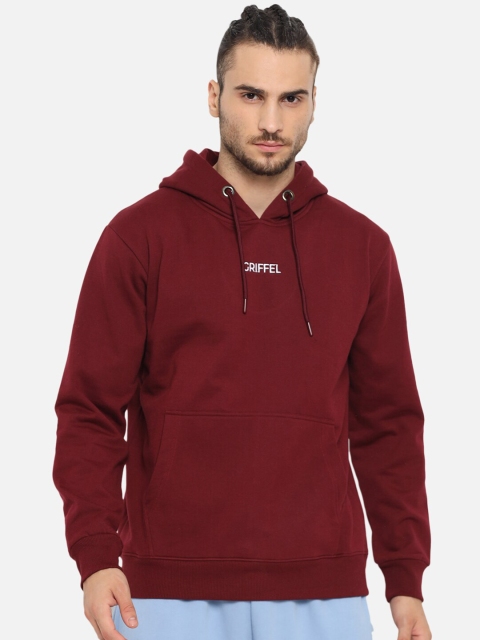

GRIFFEL Men Hooded Long Sleeves Sweatshirt, Maroon