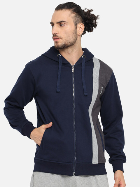 

GRIFFEL Men Colourblocked Hood Sweatshirt, Navy blue