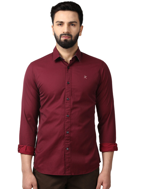 

Raymond Men Maroon Smart Slim Fit Solid Casual Shirt