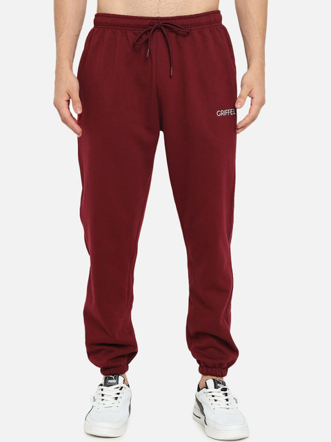 

GRIFFEL Men Regular Fit Solid Cotton Jogger, Maroon