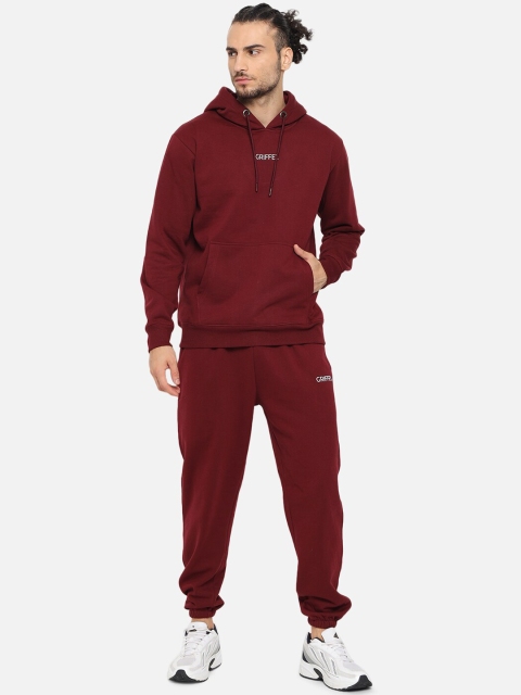 

GRIFFEL Men Solid Tracksuit, Maroon