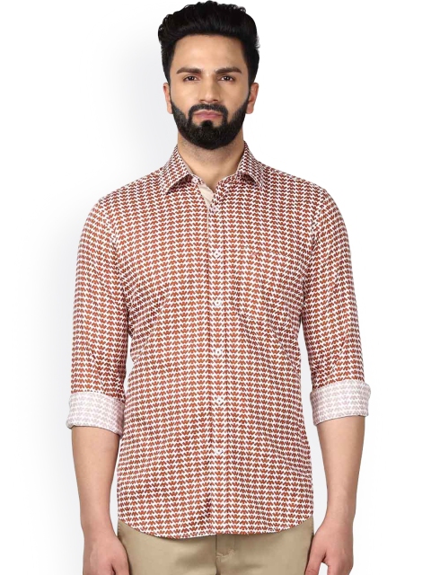 

Raymond Men Orange Smart Slim Fit Printed Casual Shirt