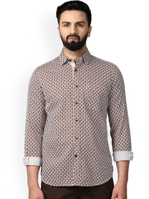 

Raymond Men Orange & Black Slim Fit Printed Shirt