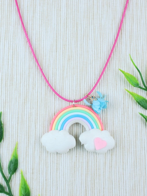 

asthetika Kids Girls Pink & Blue Necklace