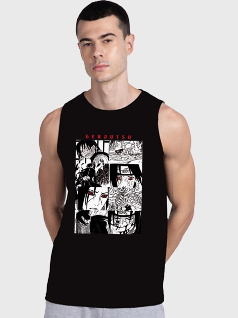 

Bewakoof Men Printed Cotton Innerwear Vests, Black
