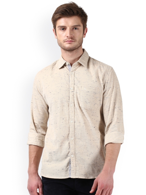 

Parx Men Beige Smart Slim Fit Self Design Casual Shirt