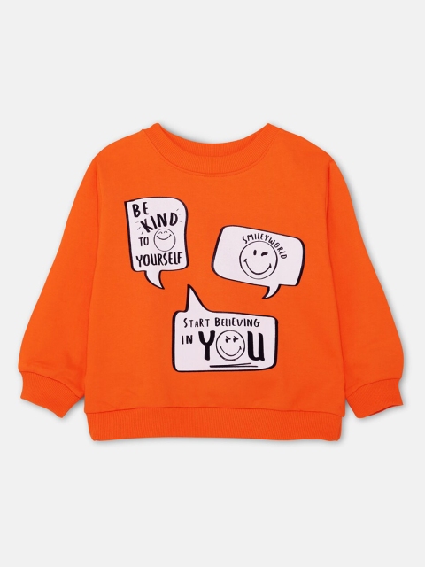 

Cuddles for Cubs Kids Round Neck Printed Sweatshirt, Orange