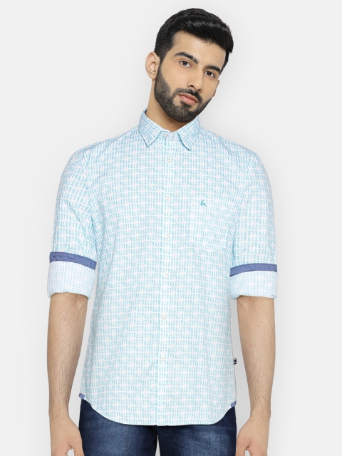 

Parx Men Blue & White Slim Fit Printed Casual Shirt