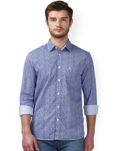 

Parx Men Blue Smart Slim Fit Printed Casual Shirt