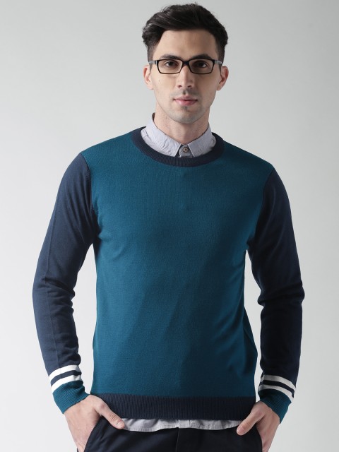

Harvard Men Teal Blue Solid Pullover