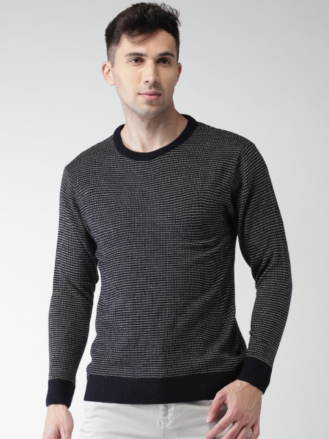 

Harvard Men Navy Blue Self Design Pullover