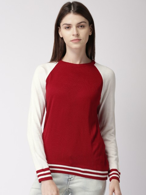 

Harvard Women Red & White Solid Sweater