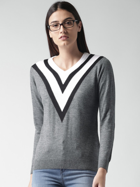 

Harvard Women Charcoal Solid Pullover