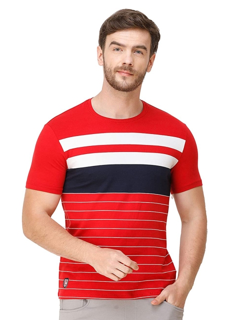 

COLVYNHARRIS JEANS Men Blue Striped Slim Fit T-shirt, Na