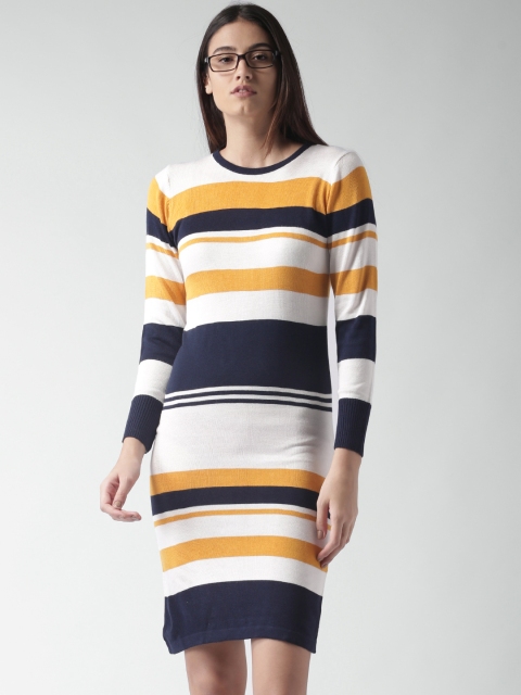 

Harvard Women Navy Blue Striped Bodycon Dress