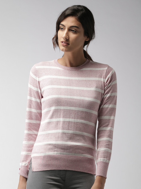 

Harvard Women Pink & White Striped Pullover