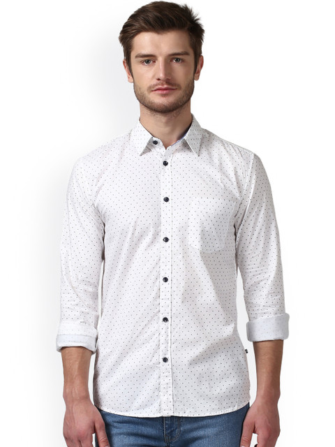 

Parx Men White Smart Slim Fit Printed Casual Shirt