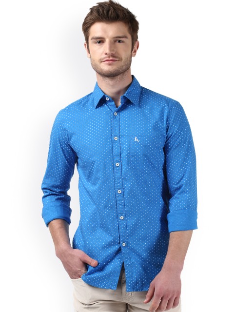 

Parx Men Blue Smart Slim Fit Printed Casual Shirt