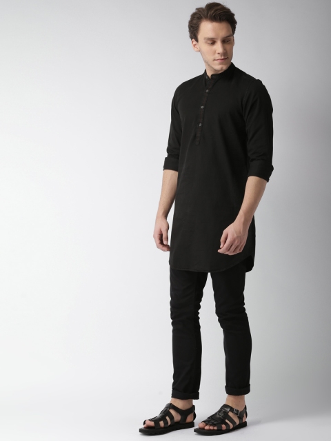 

Mast & Harbour Men Black Slim Fit Solid Casual Longline Shirt