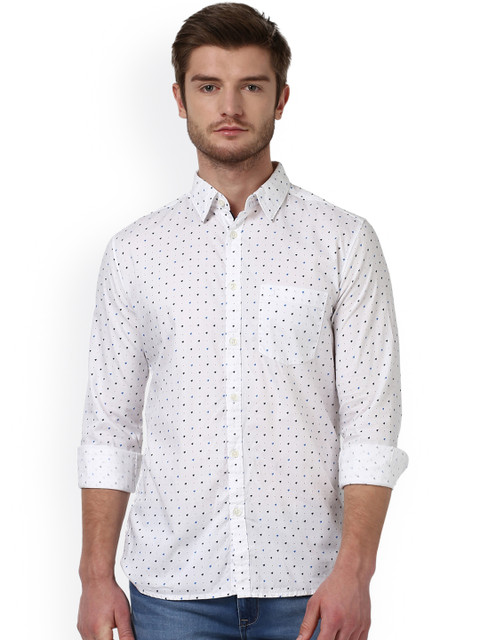 

Parx Men White Smart Slim Fit Printed Casual Shirt