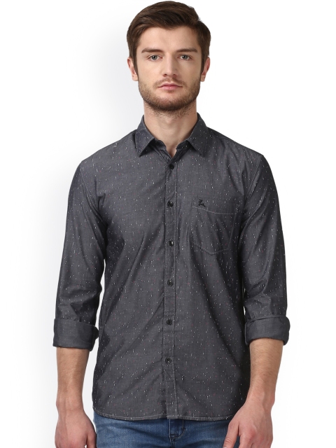 

Parx Men Charcoal Smart Regular Fit Printed Casual Shirt