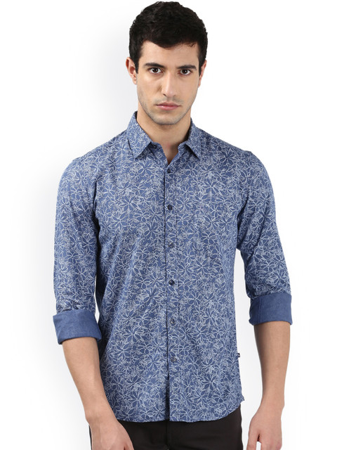 

Parx Men Blue & Off-White Slim Fit Floral Print Casual Shirt