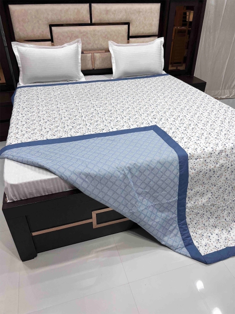

Pure Decor Blue & White Floral AC Room 300 GSM Double Bed Cotton Dohar