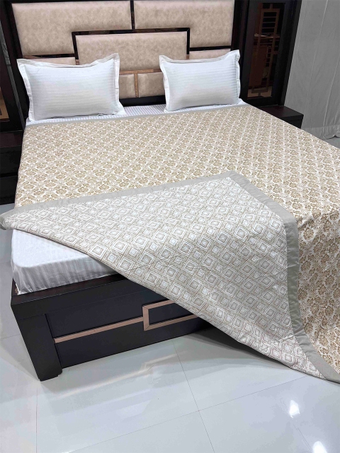

Pure Decor Brown & Grey Floral AC Room 300 GSM Double Bed Cotton Dohar