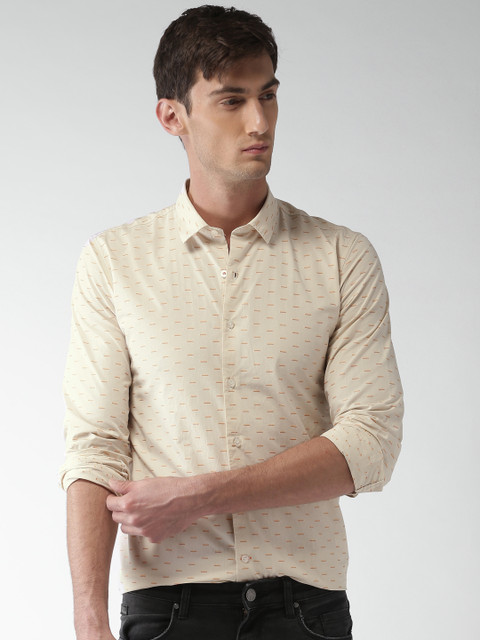 

Mast & Harbour Men Beige Self-Design Casual Shirt
