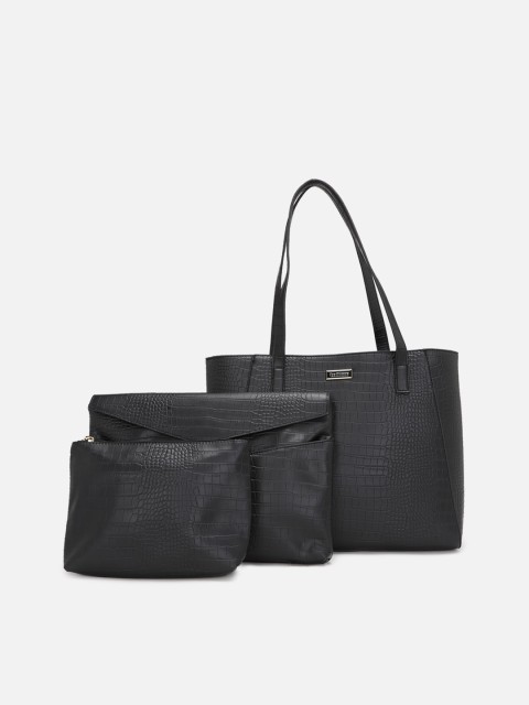 

Van Heusen Woman Set of 3 Textured PU Shopper Shoulder Bag, Black