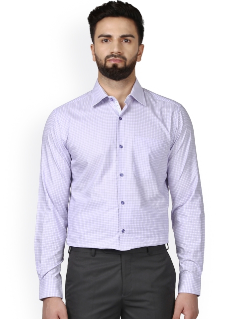 

Raymond Men Purple & White Regular Fit Checked Semiformal Shirt